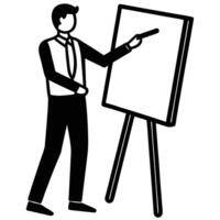 Employee Remotely Working on the Magnetic Whiteboard Concept Ideas vector