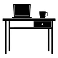 Minimalist Desk with Coffee for Remote Work cozy simple laptop startup vector