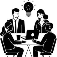 Diverse Team Collaborating Silhouette on White vector