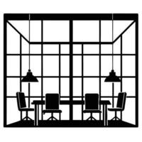 Silhouette of People Working in a Shared Workspace with vector