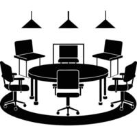 Open Space Office Interior with Flexible Seating in Minimal Style vector