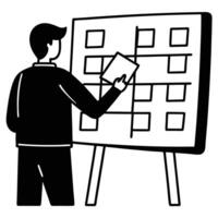 Freelancer Planning Tasks on Calendar Silhouette on White vector