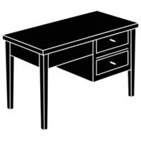 Desk with Drawer Silhouette Isolated on White vector