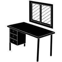 Desk by Sunny Window Silhouette vector