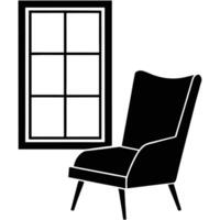 Chair and Window Silhouette for Remote Work vector