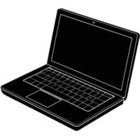 Open Laptop for Remote Work Silhouette on White vector