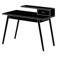 Minimalist Desk Silhouette Isolated on White vector