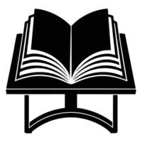Open Book on Desk Silhouette Illustration vector