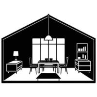 Modern Workspace Layout Silhouette Isolated on White vector