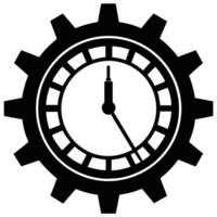 Industrial Clock Silhouette Isolated on White vector