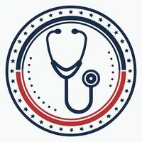 Blue Circle Stethoscope Icon for Healthcare and Medical Use vector