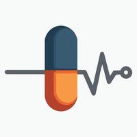Graphic logo template for a medical capsule The capsule and pulse symbols are used in this design vector