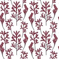 Holly branch with berries hand drawn seamless pattern vector