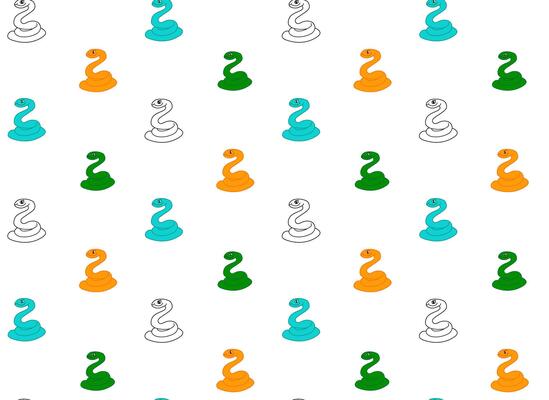 seamless pattern with colored snakes on transparent background as wrapping paper or fabric design. Endless wallpaper with hand drawn linear reptiles for 2025 Year of the Snake