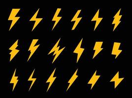 A collection of lightning bolt shapes for artwork compositions vector