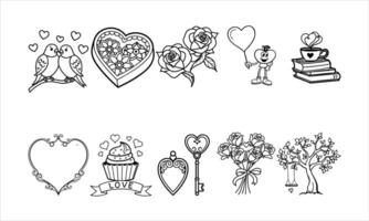 Charming and Detailed Valentine's Day Art Pages to Color vector