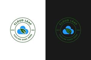 Circle cloud logo with leaf design template illustration idea vector