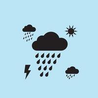 Free Download Weather Icon With Rain, Cloud, Sun And Lightning vector