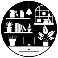 Creative Workspace Silhouette on White Background vector