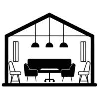 Lounge Area in Open Workspace Silhouette Illustration vector