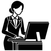 Assistant Performing Admin Work Silhouette vector