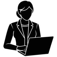 Laptop Working Virtual Assistant Silhouette vector