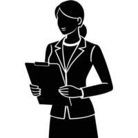 Virtual Assistant With Clipboard Silhouette vector