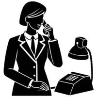 Virtual Assistant Silhouette Answering Calls vector