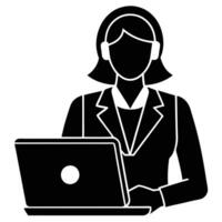 Virtual Assistant Providing Customer Support Silhouette vector