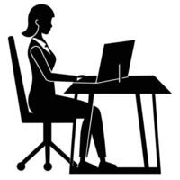 Shared Table Virtual Assistant Silhouette vector