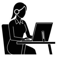 Working From Home Virtual Assistant Silhouette vector