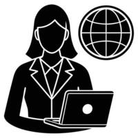 Female Virtual Assistant Collaboration Silhouette Isolated vector