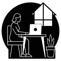 Remote Virtual Assistant Silhouette on White vector