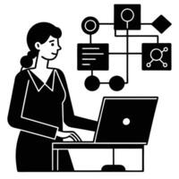 Workflow Designing Assistant Silhouette Illustration vector