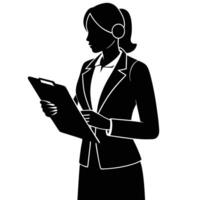 Note Taking Virtual Assistant Silhouette on White vector
