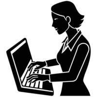 Typing on Keyboard Virtual Assistant Silhouette vector