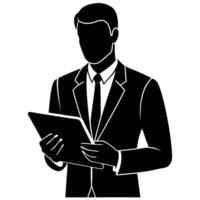 Virtual Assistant Using Tablet Silhouette Isolated on White vector
