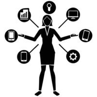 Navigating Applications Silhouette on White vector
