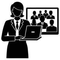 Online Events Setup Virtual Assistant Silhouette vector