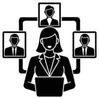 Virtual Assistant Conferencing Silhouette vector