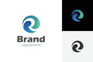 abstract letter R with circle logo icon design with curve shape for waves symbol, can be used brand technology logo template vector