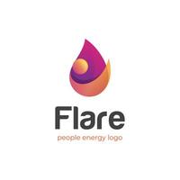 People energy fire simple logo gradient style for branding, burning power strong logo symbol vector