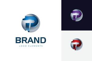 Letter P sphere 3D logo design with gradient color idea for business and company identity vector