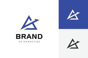 Triangle arrow with AS initial type for Finance growth logo icon design. business statistic growing symbol for investment, marketing logo template vector