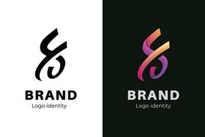 Colorful Letter S, FS Modern logo icon design with black version vector