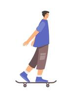 Man skateboarding in free time as hobby vector