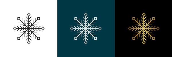 Logotype, snowflake. Symmetrical circular graphic. Color black, white, gold. Isolated design element for themes abstract geometrical modern decoration round logo template. vector