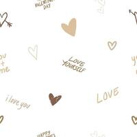 Happy holiday Valentine day seamless pattern with heart and love text vector