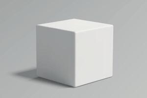 3d White cube on a gray background vector