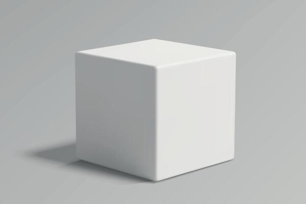 3d White cube on a gray background